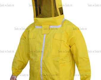 Yellow Heavy Duty Cotton Beekeeping Jacket Unisex Bee Jacket Beekeepers Large