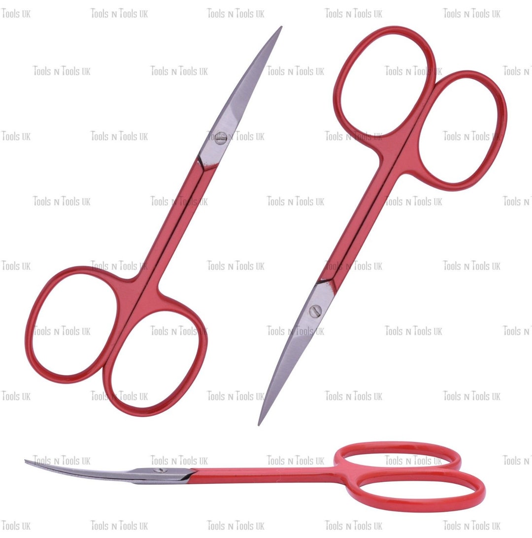 3.5 Red Curved Scissors Beading Embroidery Crafts Manicure Pedicure Sewing  