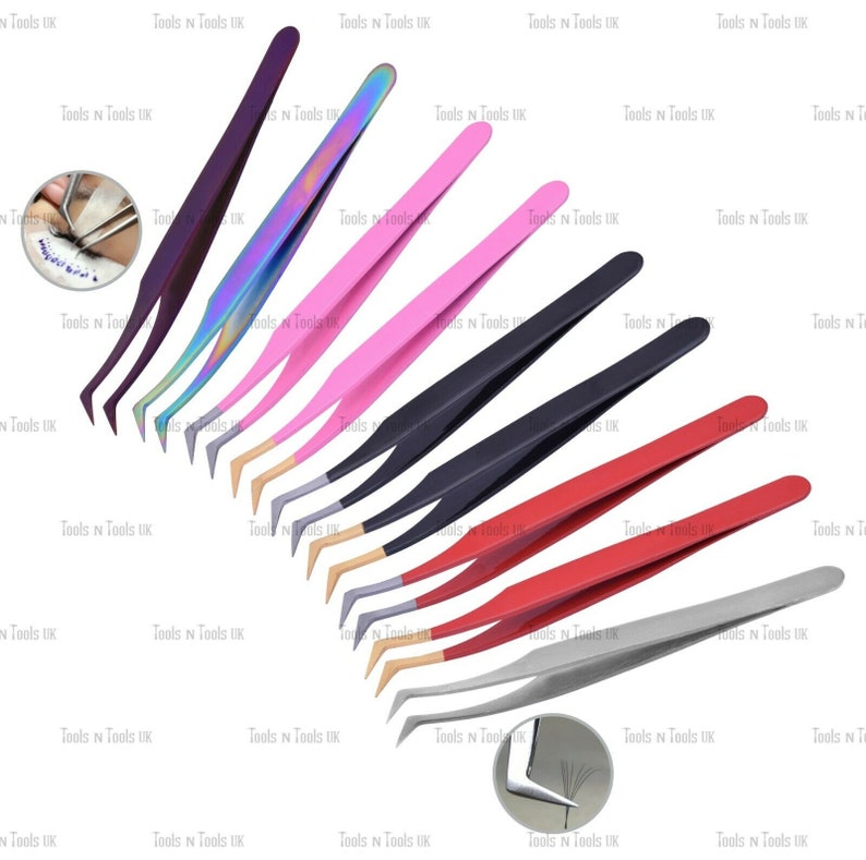 Plain Handle Ltype Eyelash Extension Tweezers Russian 3d 6d Volume