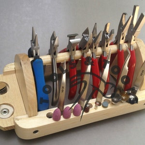 Wood Pliers Rack Stand Deluxe Jewelry Work Bench Tools Storage Pliers Organizer