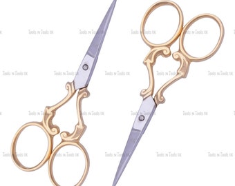 4" Multi Purpose Eye Brow Fancy Small Embroidery Sewing Scissors Gold Plated