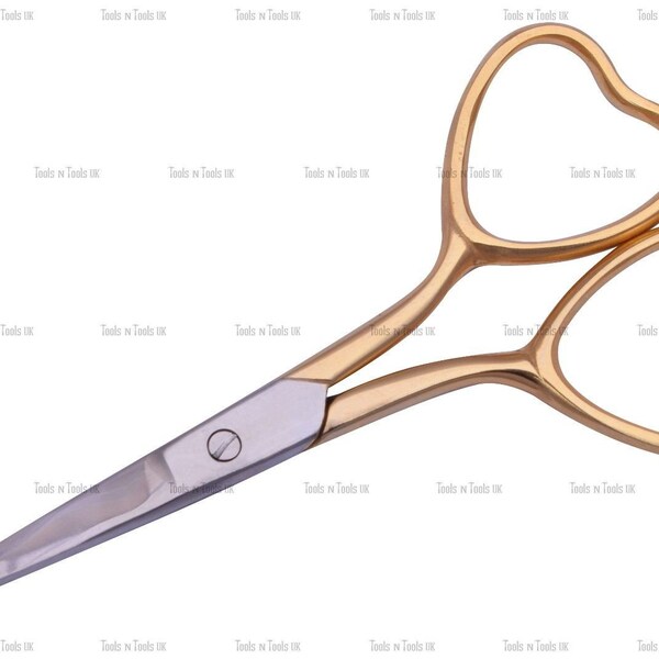 3.5" Multi Purpose Heart Shape Small Embroidery Fancy Scissors Gold Plaqué