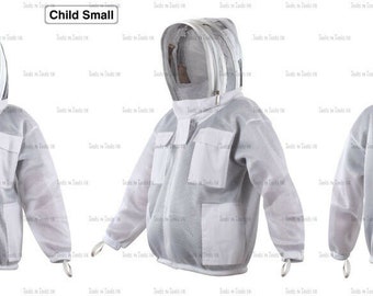 White Child Size Small Jacket Three Layers Mesh Beekeeping Ventilated Cool Air