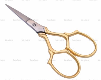 3.5" Multi Purpose Small Embroidery Fancy Scissors Gold Plated Floral Pattern 2