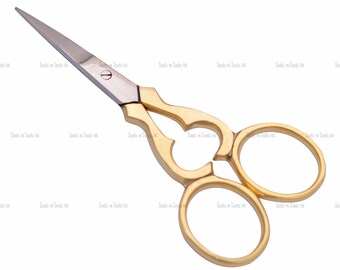 3.5" Multi Purpose Small Embroidery Fancy Scissors Gold Plated Floral Pattern 1