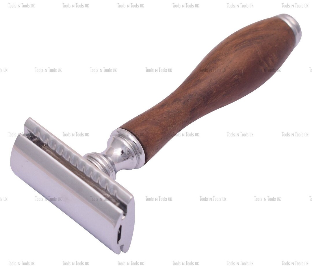 Dark Wooden Handle Heavy Duty Double Edge Safety Razor Clean and ...
