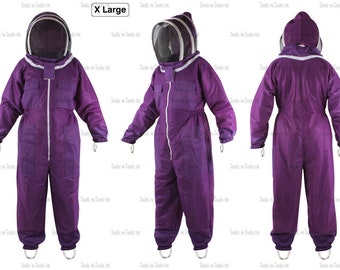 Purple Adult X- Large Three Layers Mesh Beekeeping Suit Bee Ventilated Cool Air