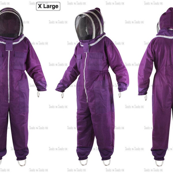 Purple Adult X- Large Three Layers Mesh Beekeeping Suit Bee Ventilated Cool Air