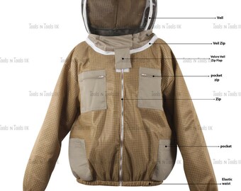 Khaki Adult X- Large Jacket Three Layers Mesh Beekeeping Bee Ventilated Coolair