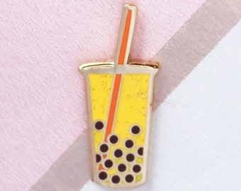 Yellow Boba Bubble Tea Mini Pin