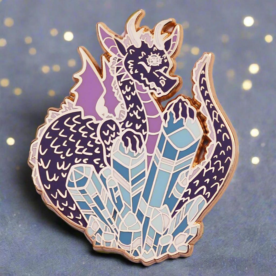 Crystal Hoarding Dragon Enamel Pin - Etsy