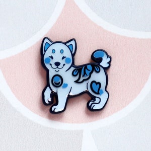 Blue Puppy Dog Porcelain Zodiac Enamel Pin