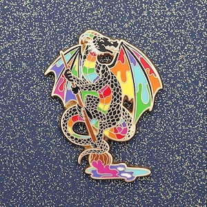 Black Brush Dragon Enamel Pin