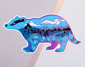 Night Badger Vinyl Sticker