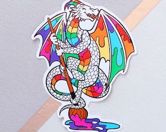 Sticker dragon peint en blanc