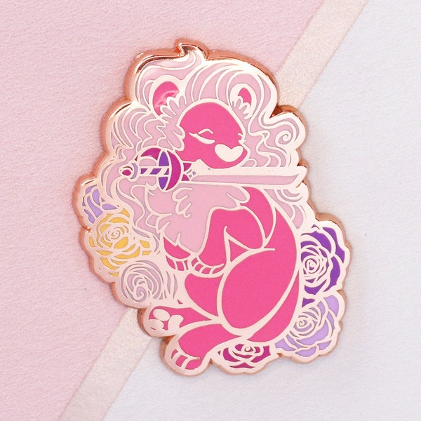 Rose Dreams Lion Enamel Pin