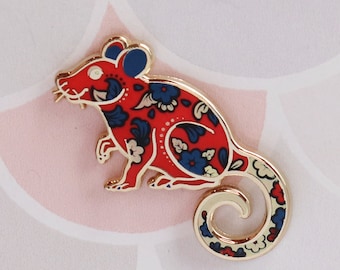 Red Rat Zodiac Enamel Pin