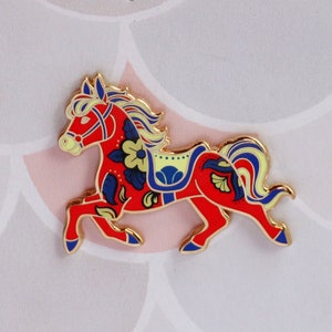 Red Horse Pony Zodiac Enamel Pin