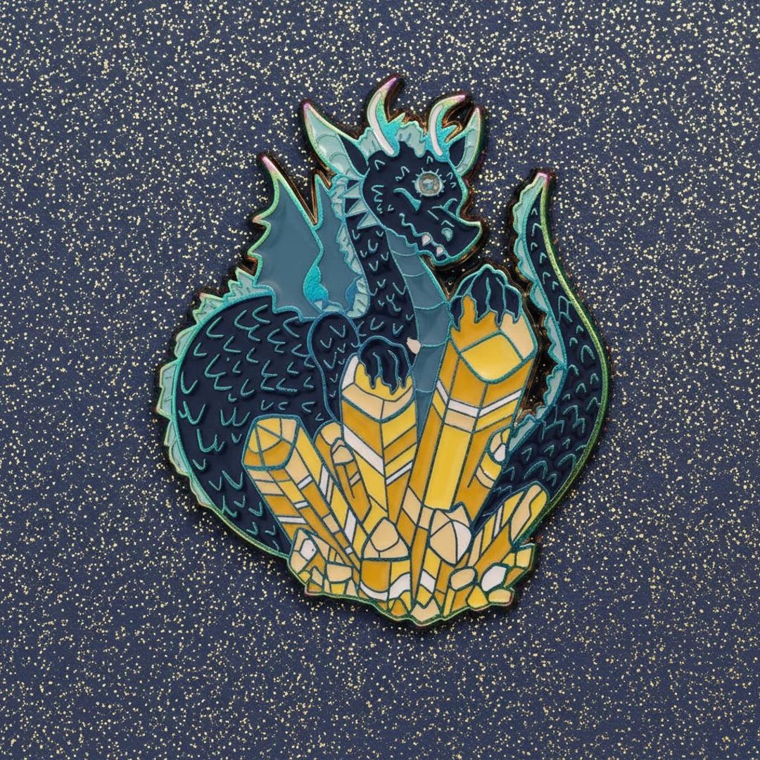 Limited Edition Rainbow Metal Crystal Hoarding Dragon Enamel Pin - Etsy
