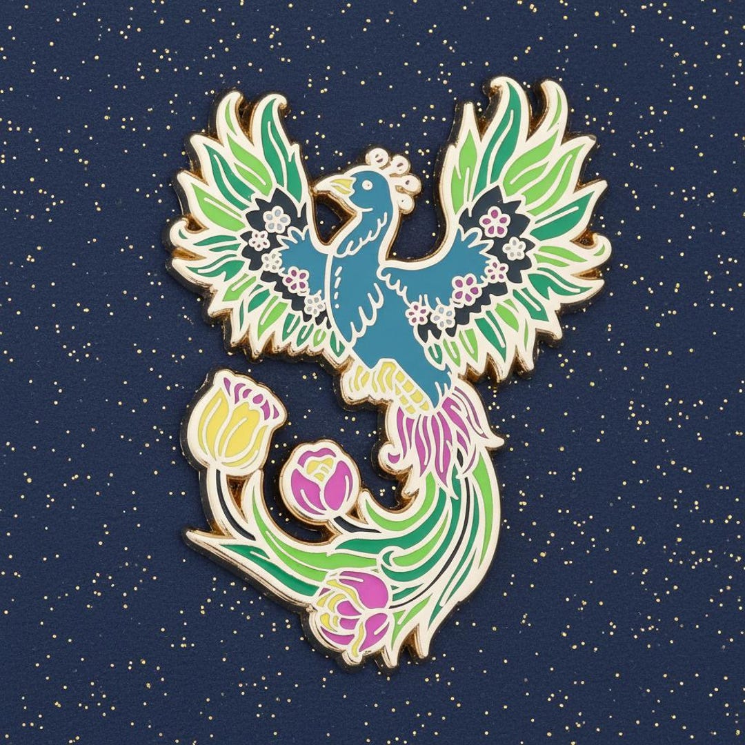 Spring Phoenix Enamel Pin - Etsy