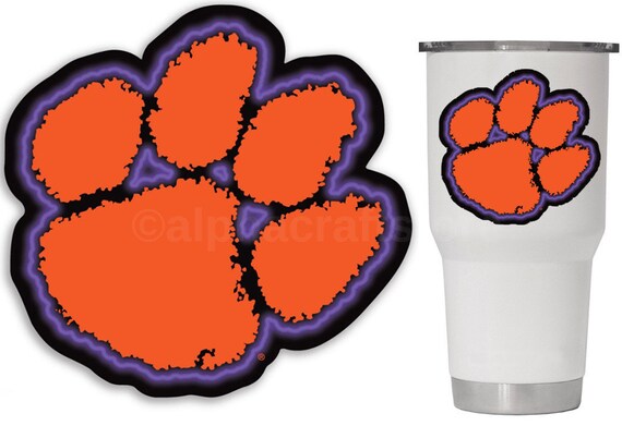 Clemson Tigers 3 Neon Tiger Paw Premium Vinyl Decal For Tumbler Cups Car Auto