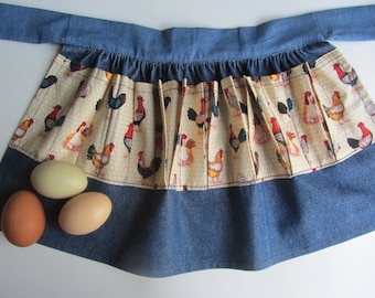 Child's Colorful Clucks Denim Egg Apron