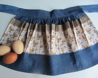 Child's Plaid-Trimmed Denim Egg Apron