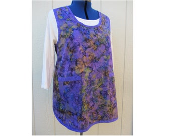 Purple Batik Kitchen Smock