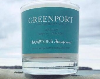 GREENPORT 8 oz. Vaso algodón Gardenia Té Blanco Hamptons Calabaza a mano Signature Village Series 100% SOY Vela Vertida a mano