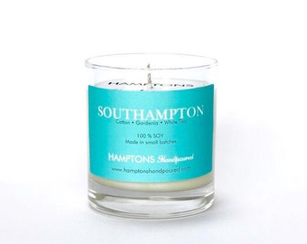 SOUTHAMPTON 8 oz. Tumbler Cotton Gardenia White Tea HAMPTONS Handpoured Signature Village Series 100% SOY Candle Hand Poured