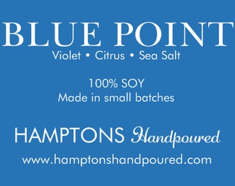 BLUE POINT 8 oz. Tumbler Violet Citrus Sea Salt Hamptons Handpoured Signature Village Series 100% SOY Candle Hand Poured