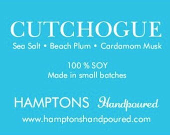 CUTCHOGUE North Fork 8 oz. Tumbler Sea Salt Beach Plum Cardamom Musk HAMPTONS Handpoured Signature Village Series 100% SOY Candle HandPoured