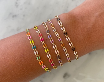 Multi Colored Enamel Bracelets, BFF Bracelets, Dainty Stacking Bracelets, Waterproof Bracelets, Womens Bracelets, Mommy and Me Bracelets,
