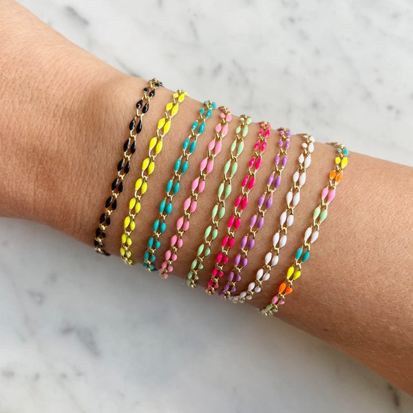 Neon Enamel Bracelets, BFF Bracelets, Stacking Bracelets,  Waterproof Bracelets, Womens Bracelets, Rainbow Jewelry, Mommy and Me Bracelets