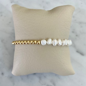 GRACE Gold Filled Bead and Fresh Water Pearl Beaded Bracelet. Women’s layering bracelet. Dainty bracelets for stacking.