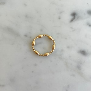 Gold Filled Beaded Ring | Stacking Rings for Women | Cute Beaded Rings | Layering Rings | Stretch Rings| Waterproof Jewelry | Bridal Jewels