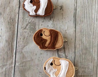 Guinea Pig - Hair clip - snap clip - cute - feltie - pet - girls hair clip - animal - fun - Barrette - Bendie Clip - Gift - Hair accessory