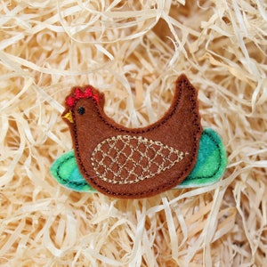 Cheeky-Chicken-Felt-Hair Clip-Hair Accessory-Feltie-Farm Hair Clip-Snap clip