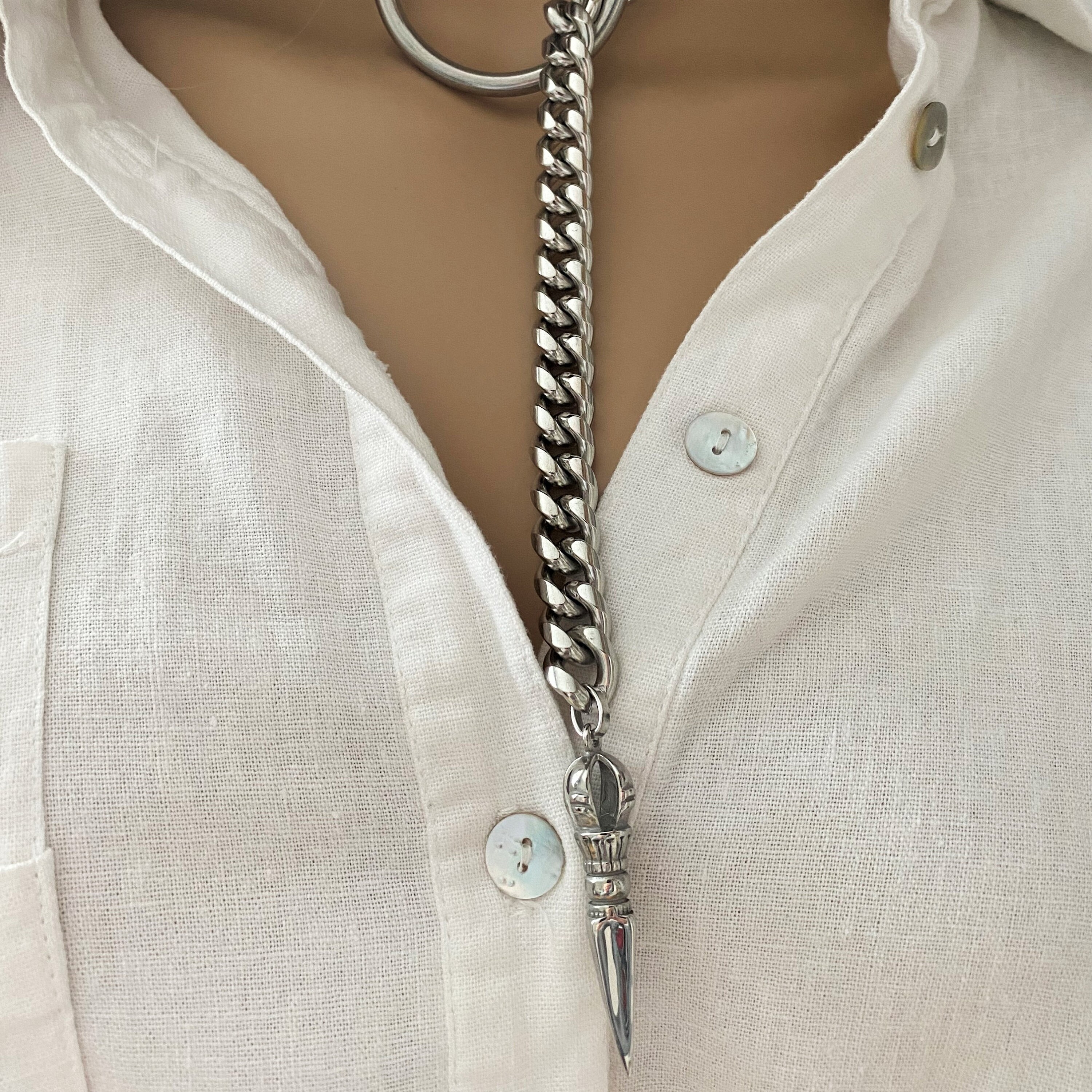 O Ring Choker Lariat Necklace Sliding Chain Choker With Etsy
