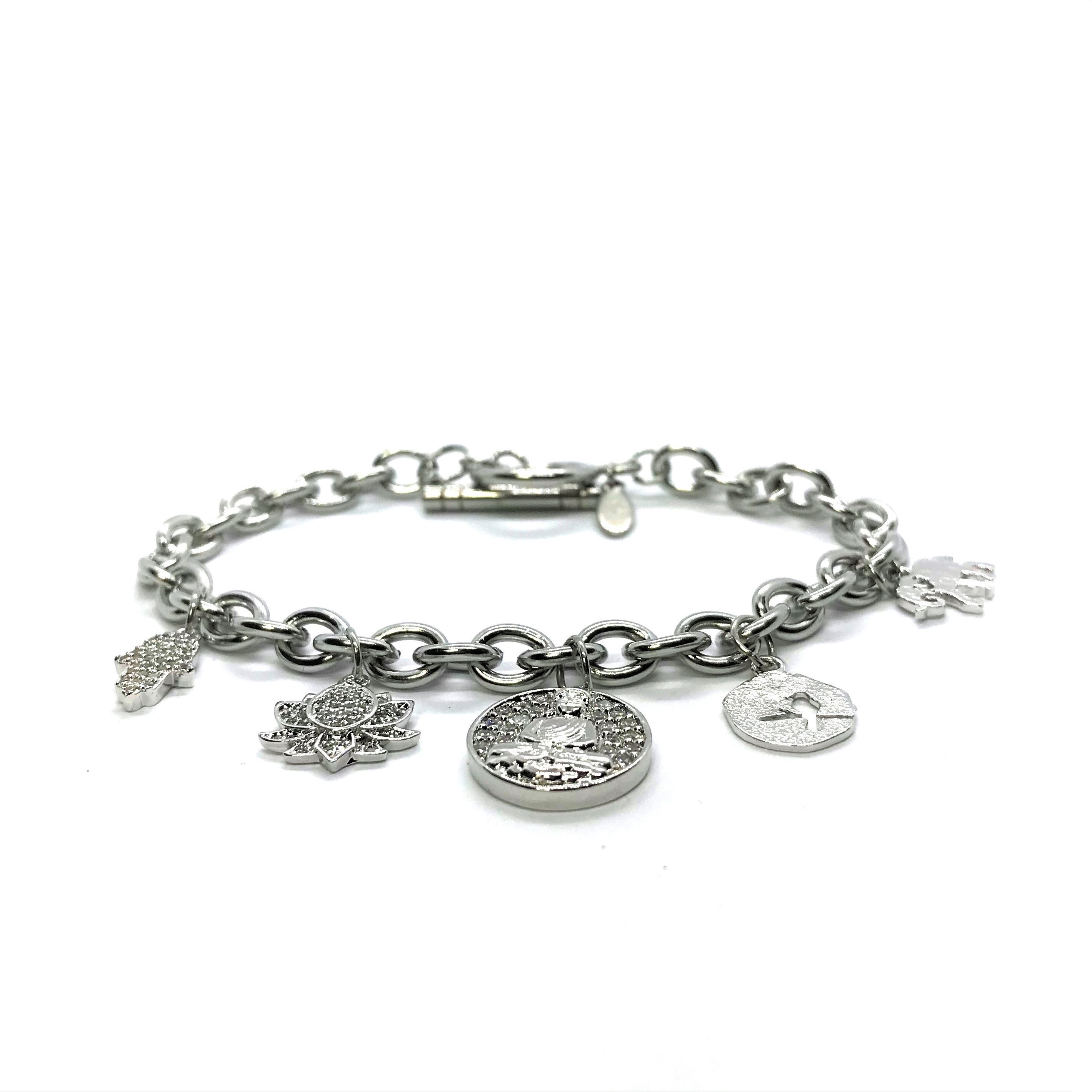 Buddhist charms bracelet in stainless steel with spiritual Etsy