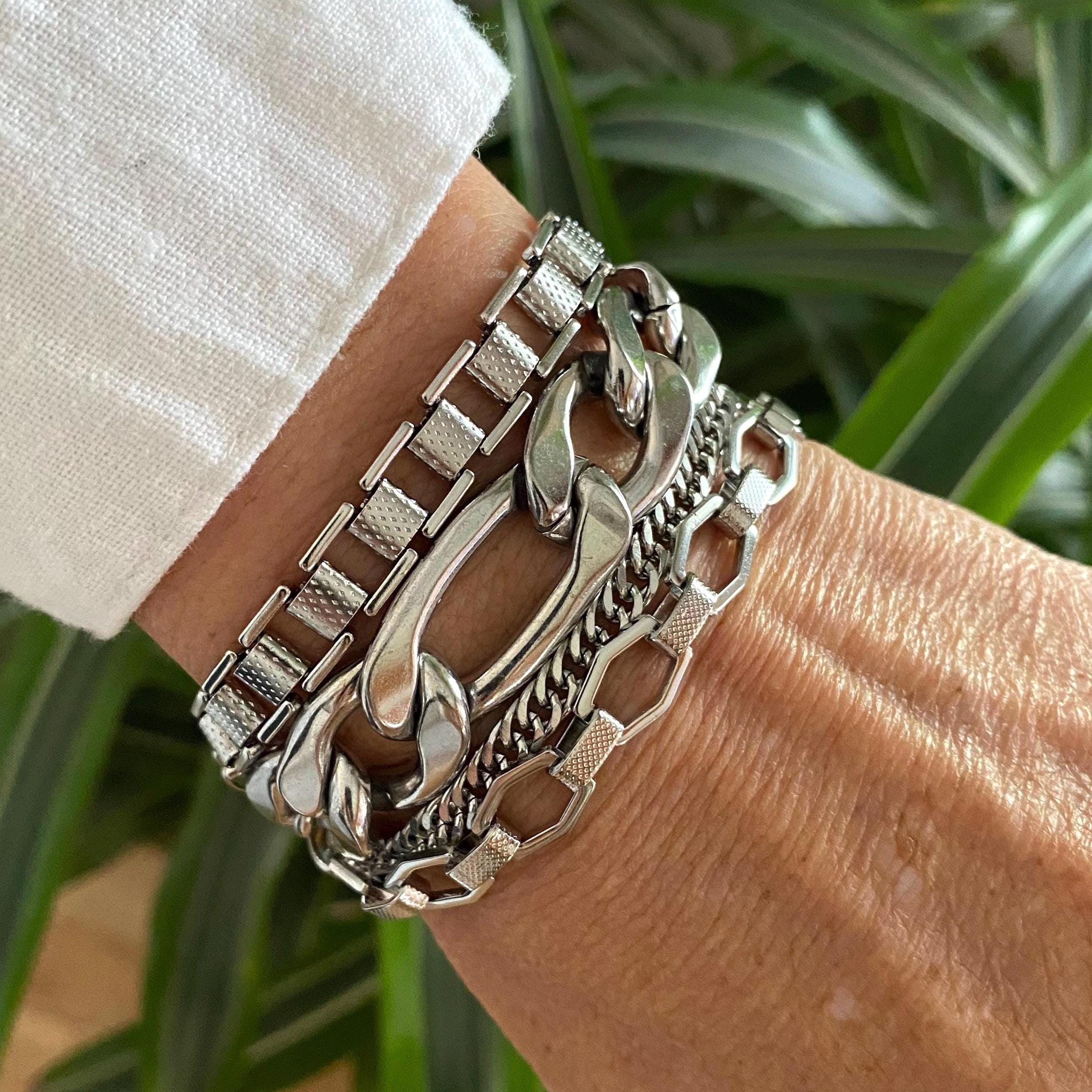 Bracciale Donna In Acciaio Inox Con Ciondolo Cuore E Catena Rolo – Gioiello Multistrato Per Anniversario, Regalo Speciale - 2