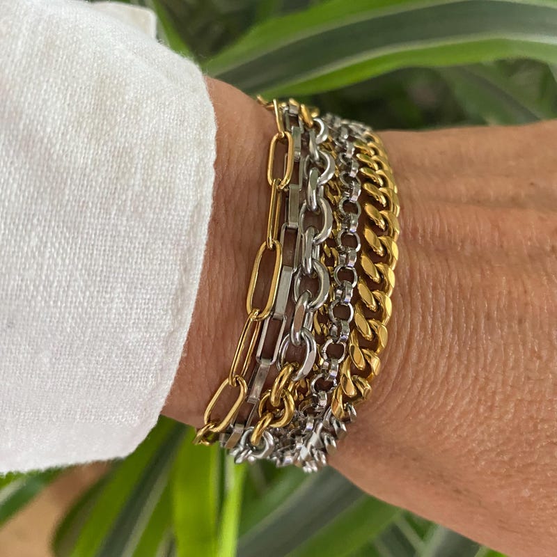 Stainless Steel Gold-Plated Multistrand Bracelet