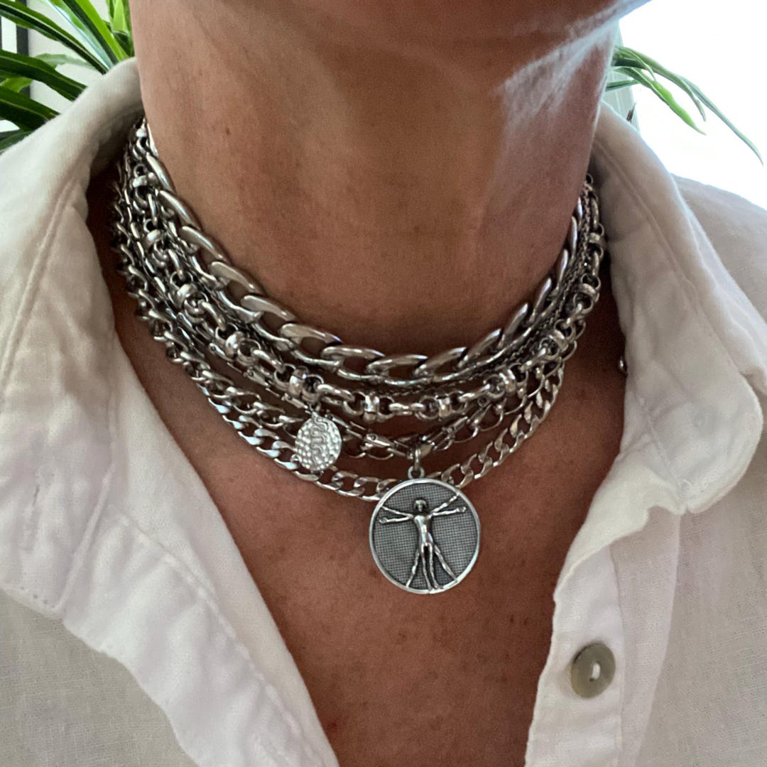 チキンリトルCTHY HIGH-END CHAIN NECKLACE CIRCLE NECKLACE- Sterling Silver - The Littl A$89.99 A