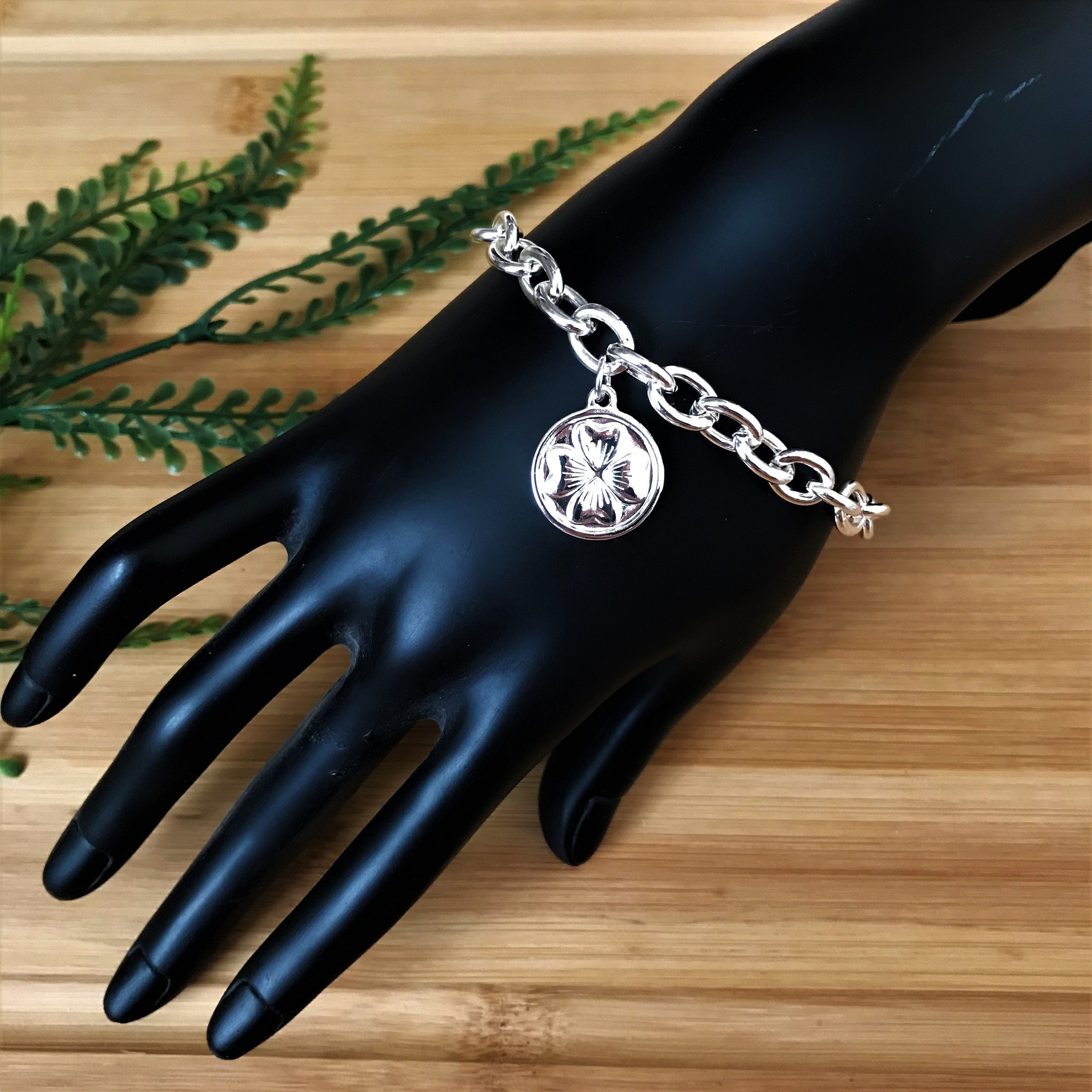 Lucky bracelet for women silver lucky charm bracelet clover Etsy