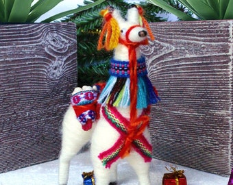 5 inch White Llama Ornaments, Christmas Tree Ornaments Peruvian, anniversary christmas gifts - Llama #4