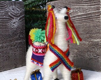 4 inch White Llama Ornaments, Christmas Tree Ornaments Peruvian, anniversary christmas gifts - Llama #3