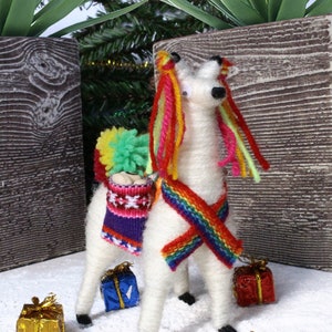 4 inch White Llama Ornaments, Christmas Tree Ornaments Peruvian, anniversary christmas gifts - Llama #3