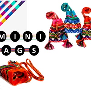 Bolsos de regalo peruanos, cartera boho tribal, bolsa de regalo multicolor, bolso tejido, Mini bolso geometrico etnico cruzado, monedero