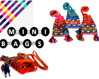 Peruvian Favor Party Bags, Multicolor tribal boho Gift Bag, Woven Geometric Crossbody Ethnic Mini Bag, Peruvian Strap Coin Purse