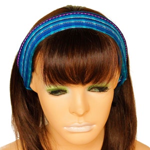 Blue Red / Turquoise Peruvian fabric, Peruvian textile, Multicolor, Woven Turban Headband, Headband Head Wrap, boho headband, wide headband image 5
